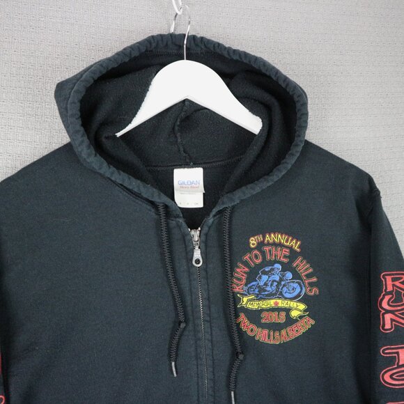 Run To The Hills 2015 Memorial Biker Rally Zip Up Hoodie Vintage Small - Picture 3 of 5